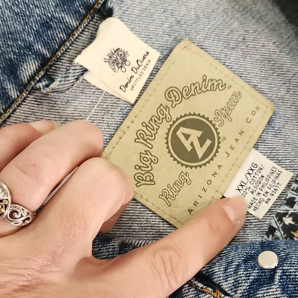 Vintage Upcycled Fringe Boho Western Denim Jacket - Picture 5 of 8